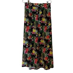 Terra & Sky Floral Black Maxi Skirt Size 2X 20-22W